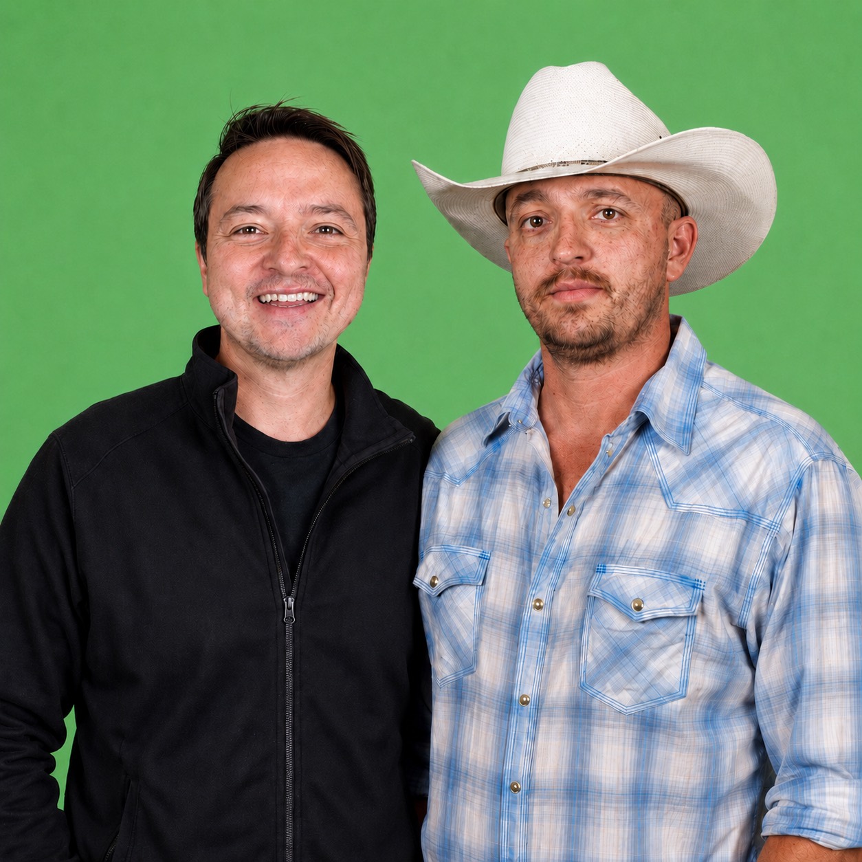 Curbside Bin Cleaning Co. co-founders James Leach and John Leach, standing together in a studio portrait.